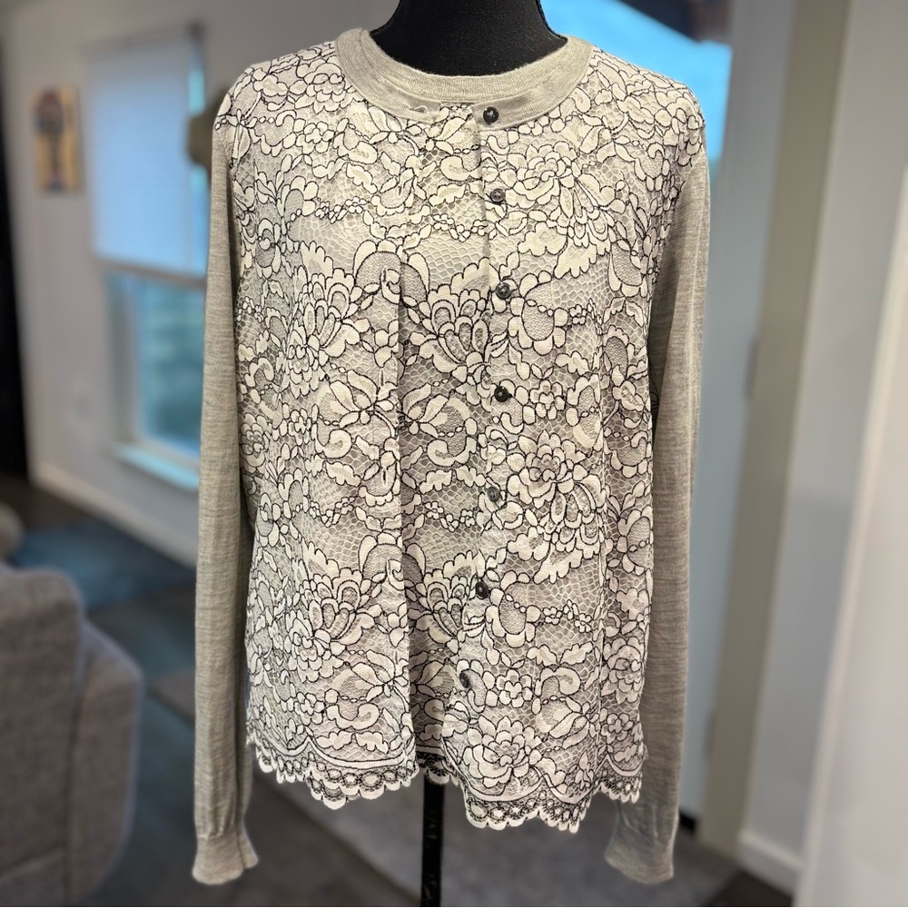 J Crew Lightweight Wool Lace Twinset XL